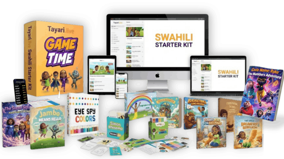 The Swahili Connection Starter Kit: books, flashcards, games and video lessons
